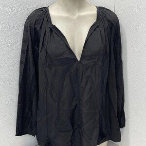 Nili Lotan Women's Cristo Silk Blouse Black Size L | NWT